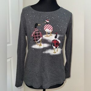 Karen Scott cute Christmas ducks long-sleeve top